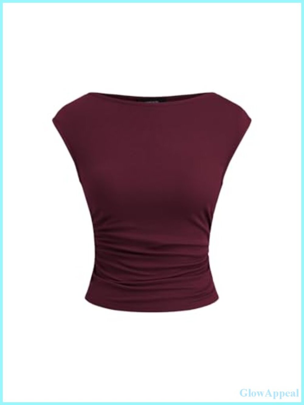 Boat Neck Sleeveless Ruched Crop Tank Top Slim Fit Summer Casual Women's